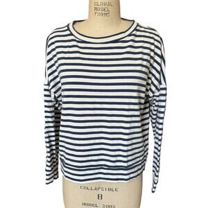 The Uplifters Long Sleeve T-Shirt Women's Size XL Navy Blue White Cotton